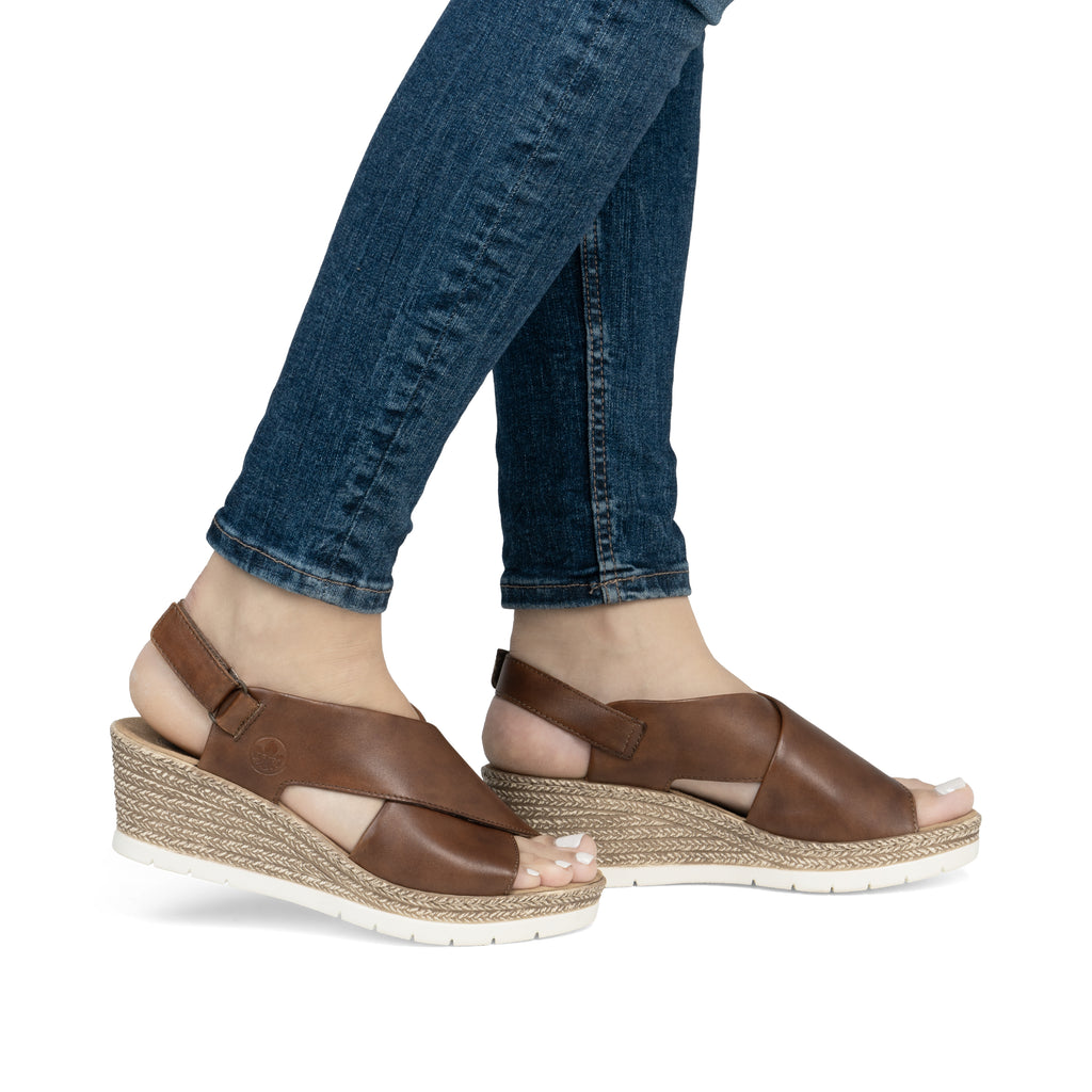 Brown Hook & Loop Sandals for Women | Rieker 61975-24