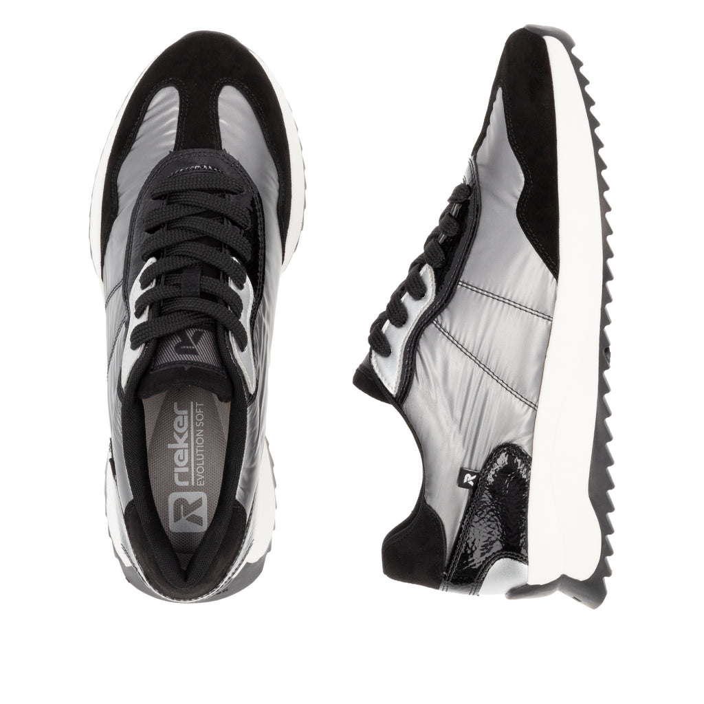 Grey Elasticated Shoes for Women | Rieker Sport W1306-42