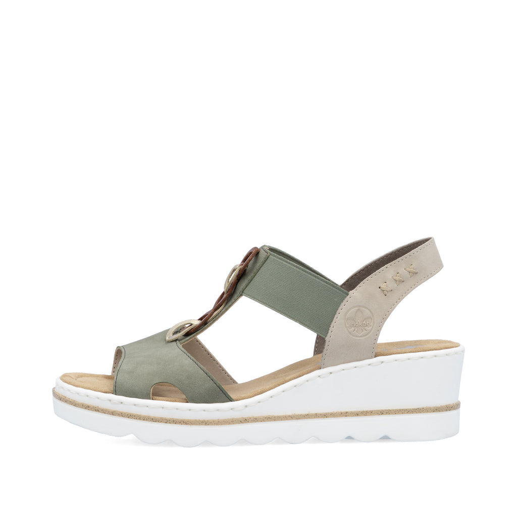 Green Elasticated Sandals for Women | Rieker 67498-52