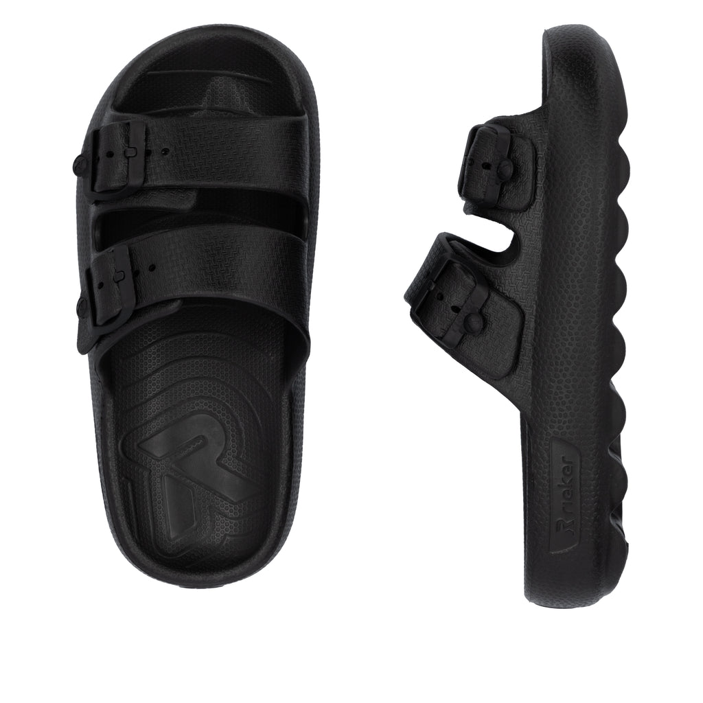 Black Buckle Sandals for Women | Rieker P2450-00