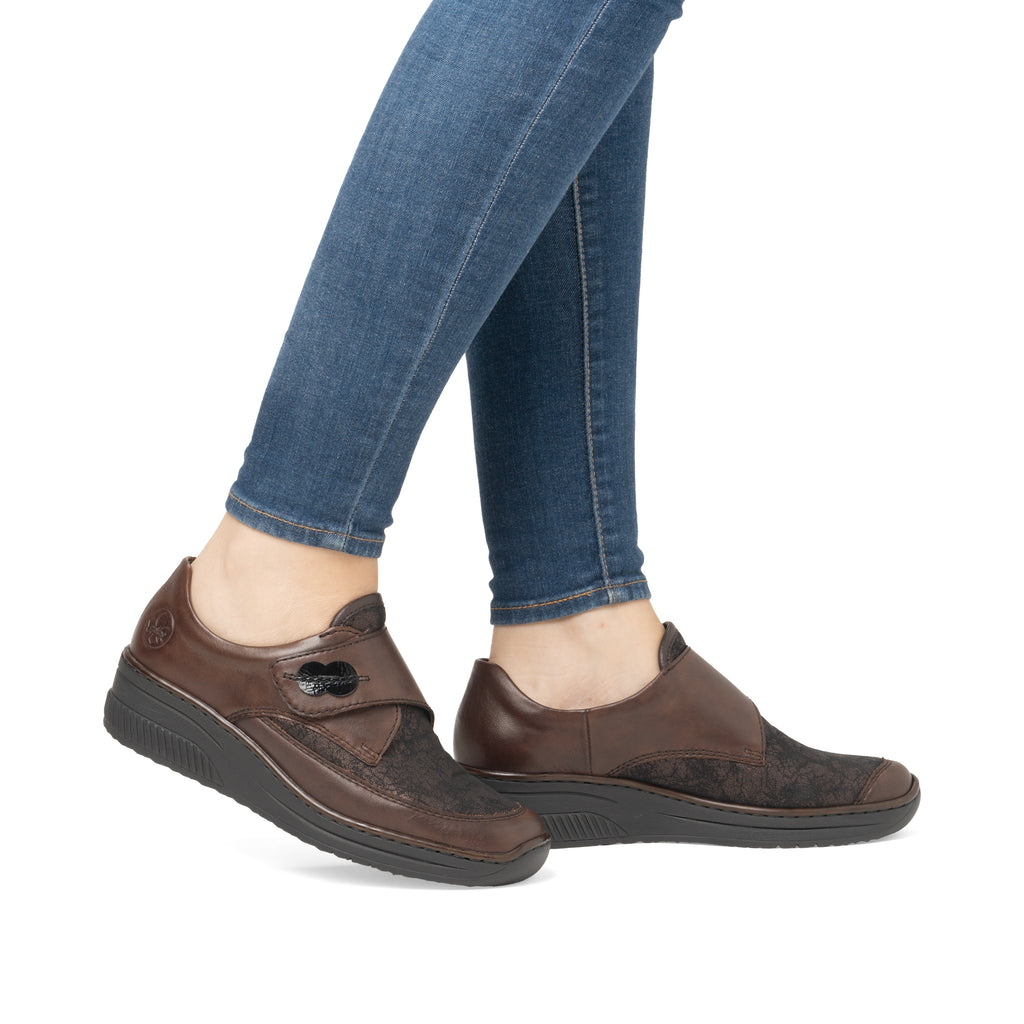 Brown Hook & Loop Shoes for Women | Rieker 487C0-25