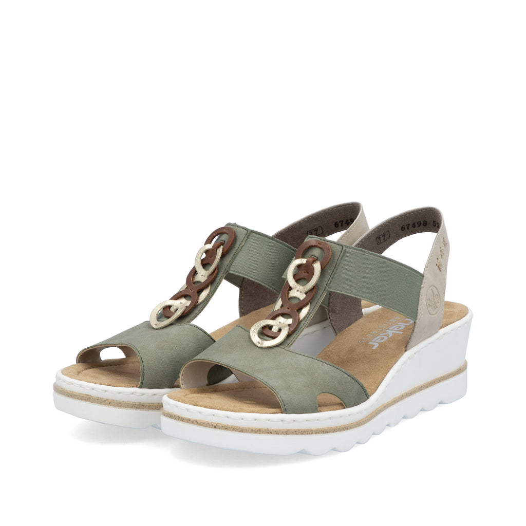 Green Elasticated Sandals for Women | Rieker 67498-52