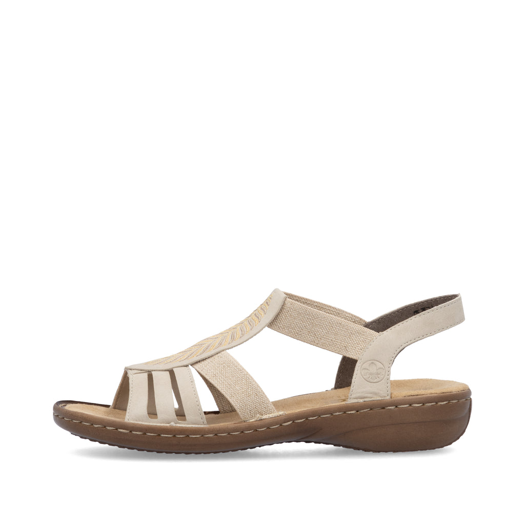 Beige Elasticated Sandals for Women | Rieker 608C0-62