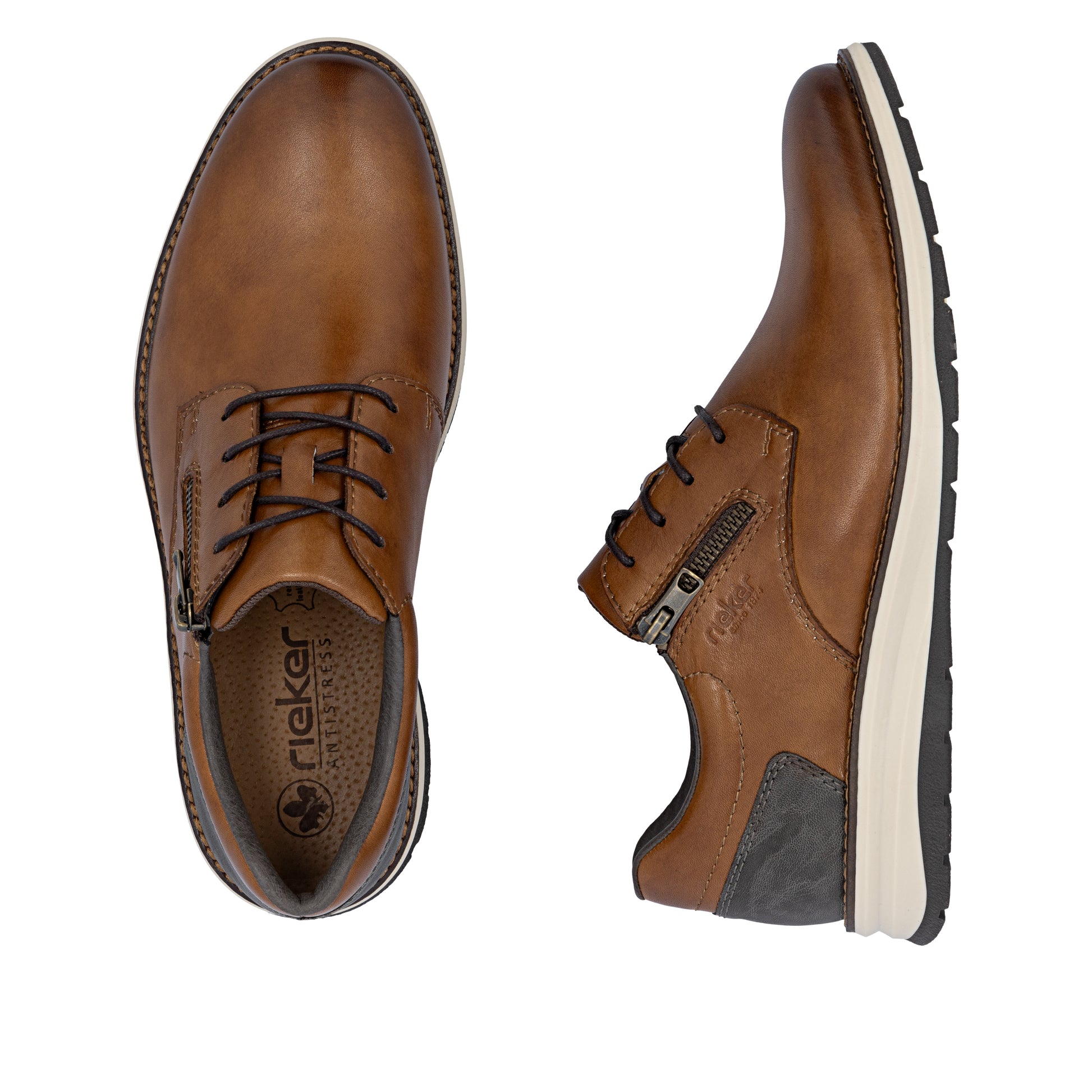 Brown Zip Shoes for Men | Rieker 14706-24