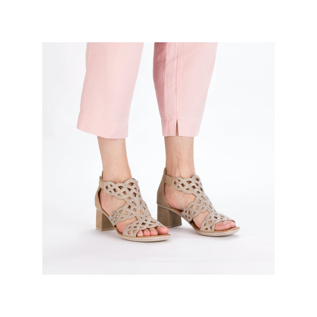 Beige Hook & Loop Sandals for Women | Rieker 64773-61