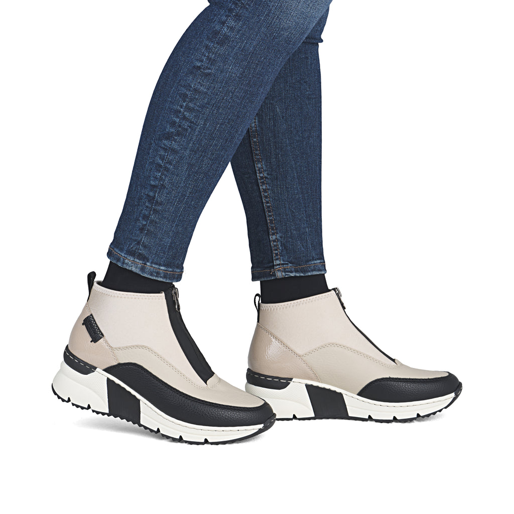 Beige Zip Boots for Women | Rieker N6352-60