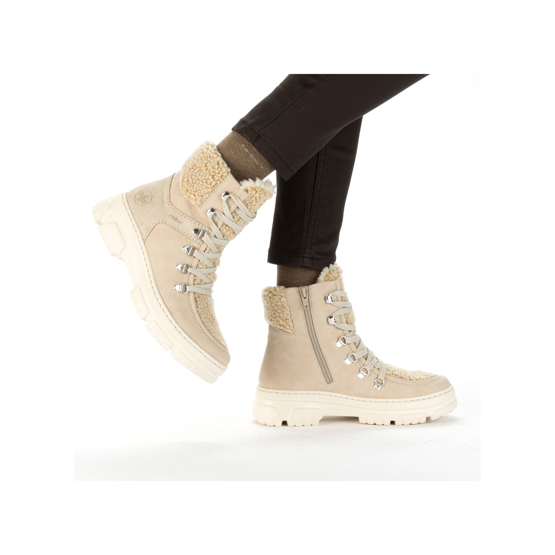 Beige Zip Boots for Women | Rieker Z7430-62