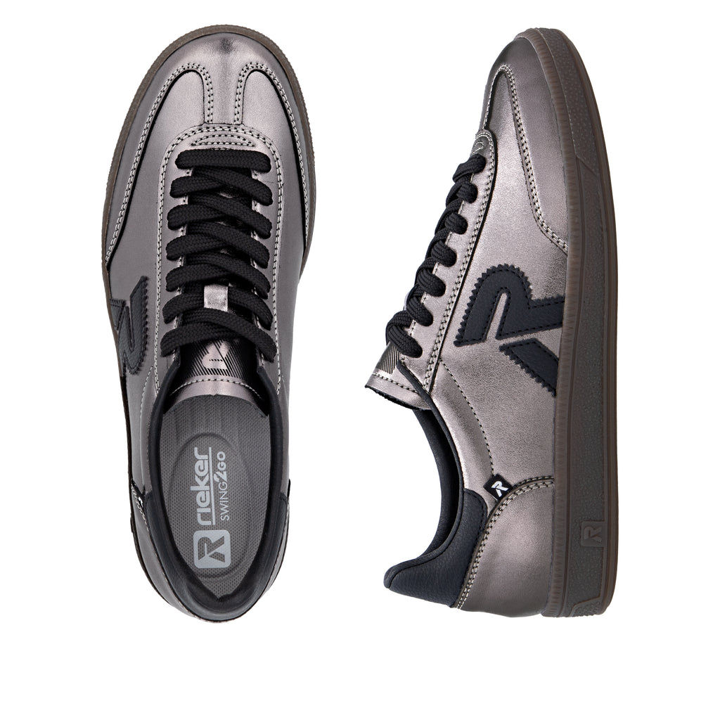 Silver/Platinum Elasticated Shoes for Women | Rieker W2200-91