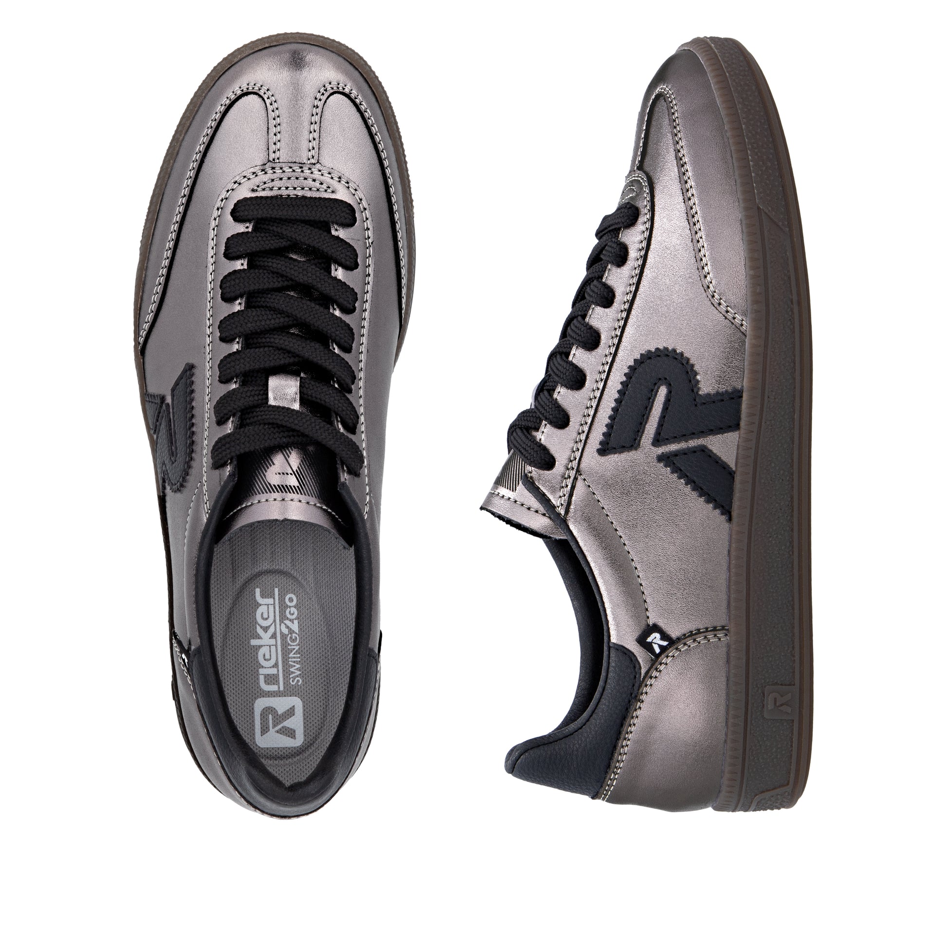 Silver/Platinum Elasticated Shoes for Women | Rieker W2200-91