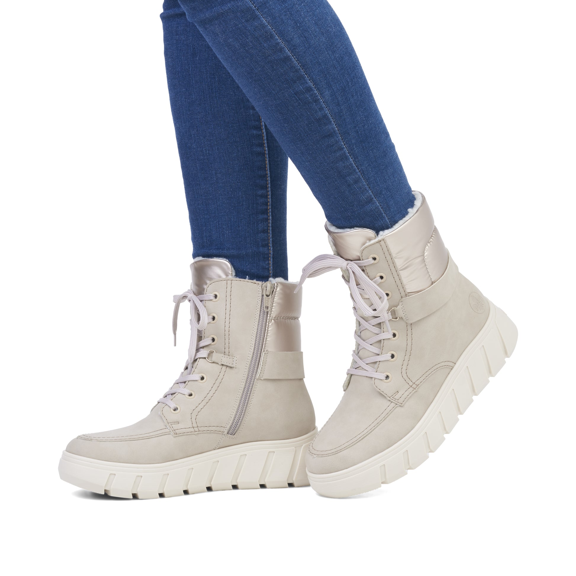 Beige Zip Boots for Women | Rieker Y3503-62