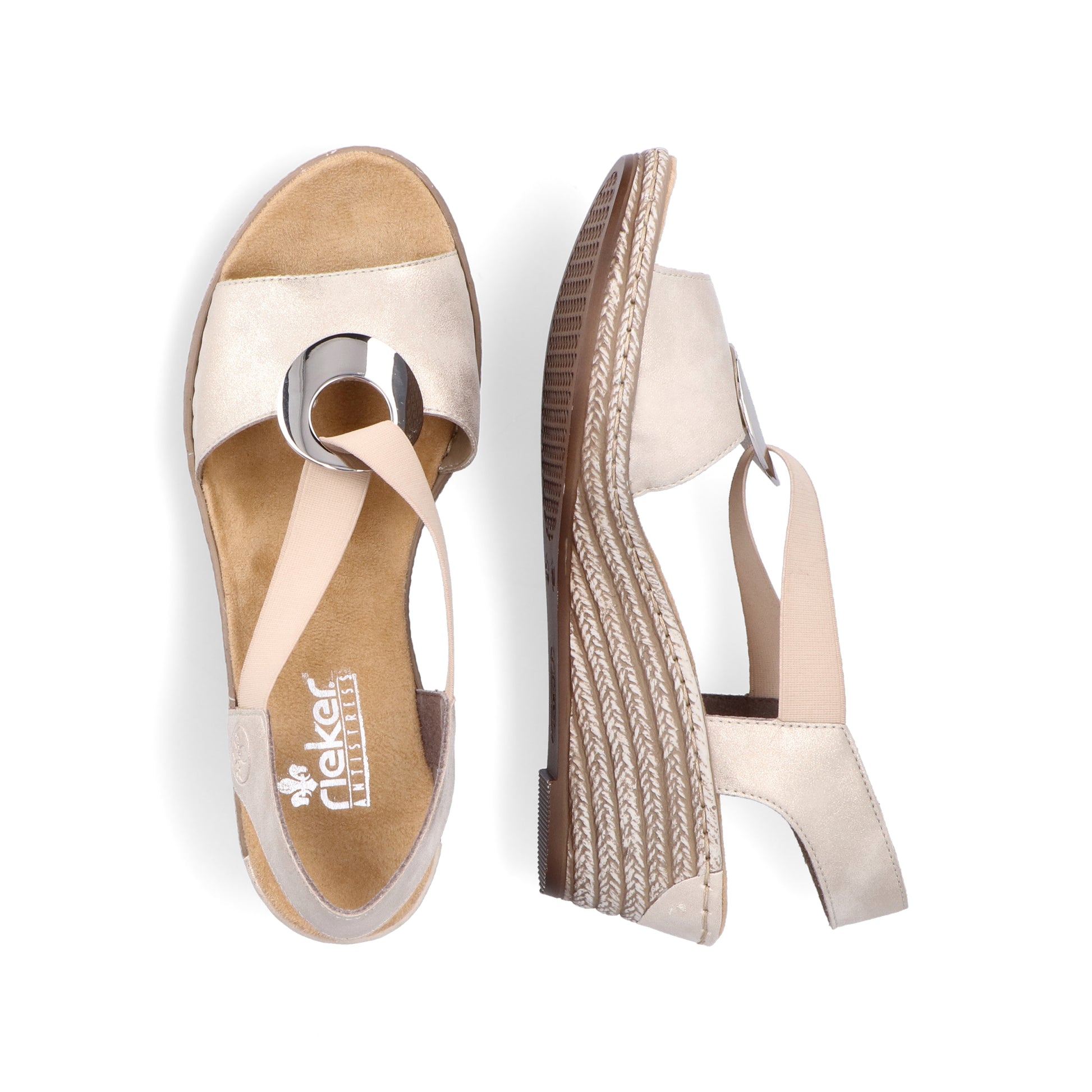 Beige Elasticated Sandals for Women | Rieker 624H6-60