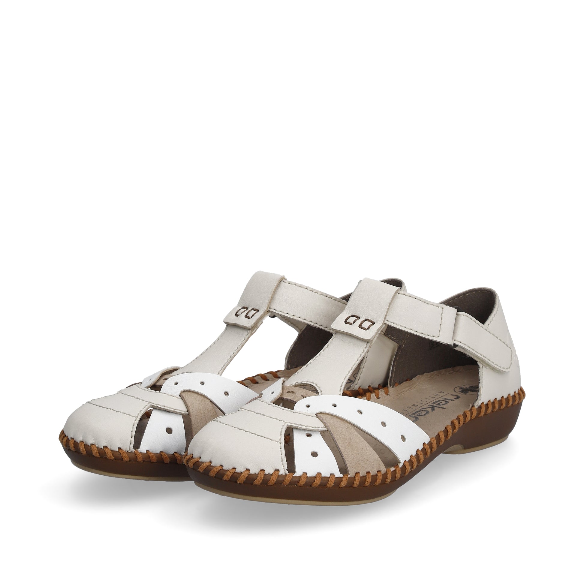 Beige Hook & Loop Shoes for Women | Rieker M1655-61