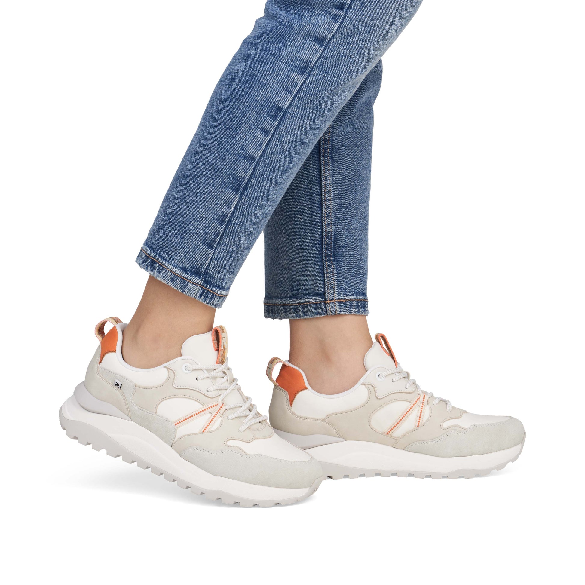 White Elasticated Shoes for Women | Rieker W2501-80