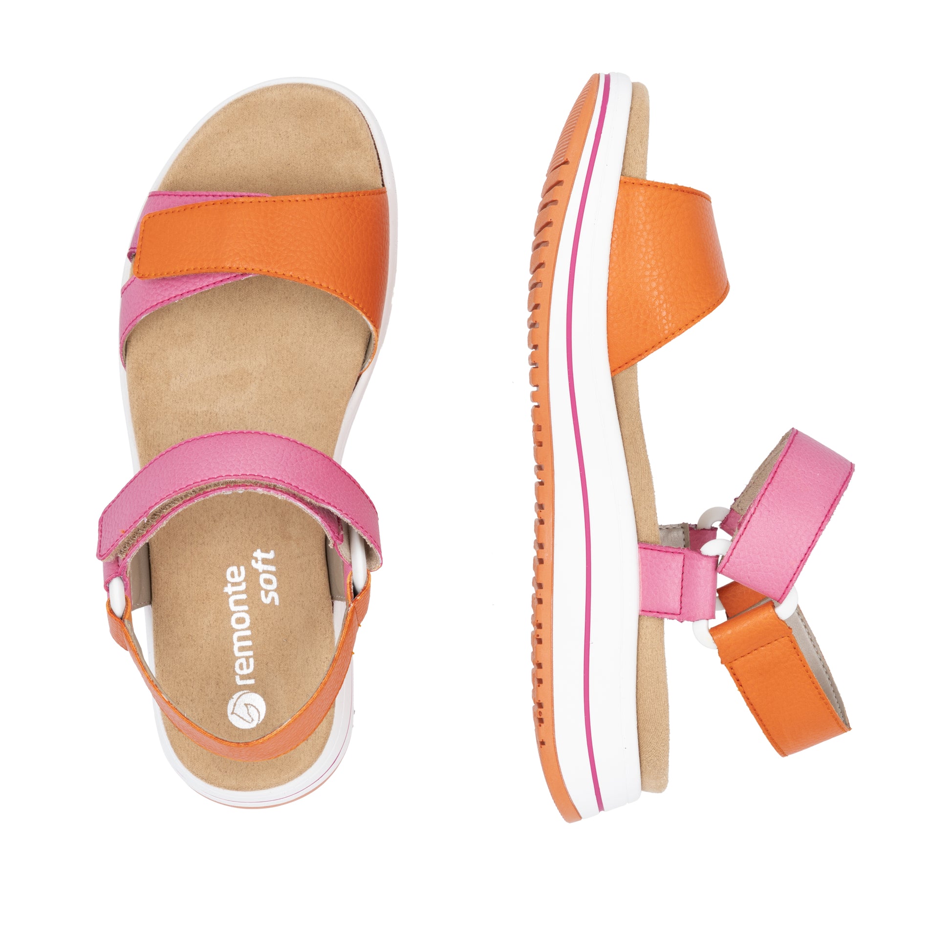 Pink Hook & Loop Sandals for Women | Remonte D1J57-31