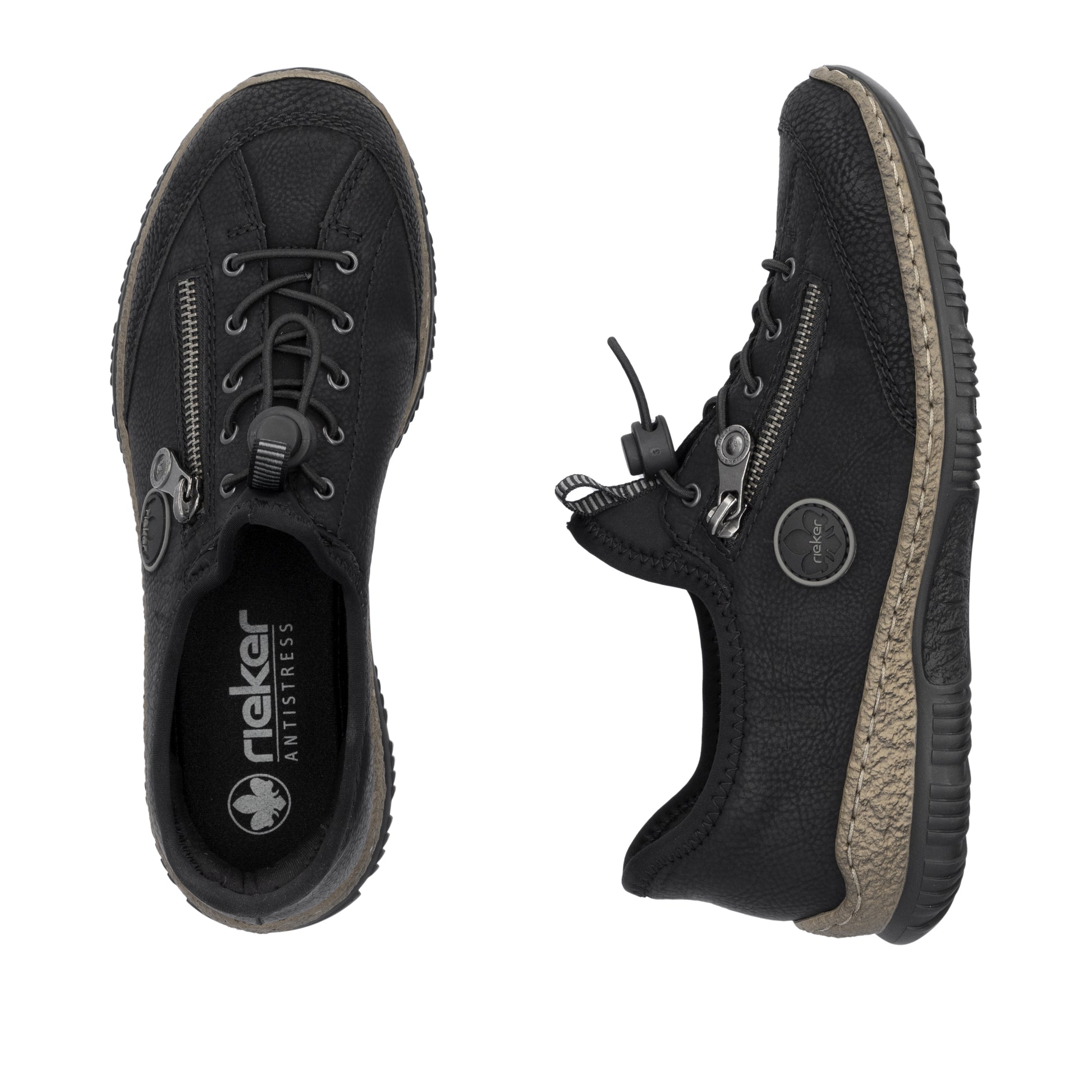 Black Elasticated Shoes for Women | Rieker N3267-01