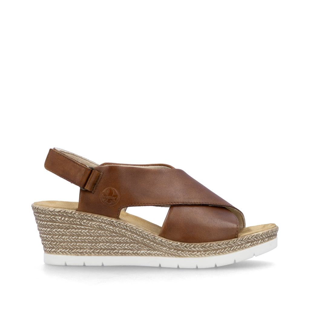 Brown Hook & Loop Sandals for Women | Rieker 61975-24