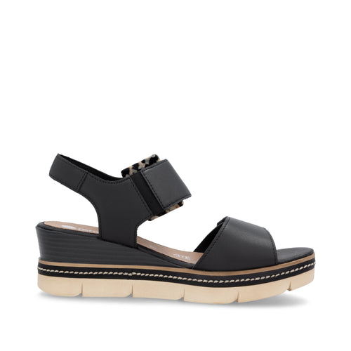 remonte Women's Black Wedge Sandal | D2L53-00