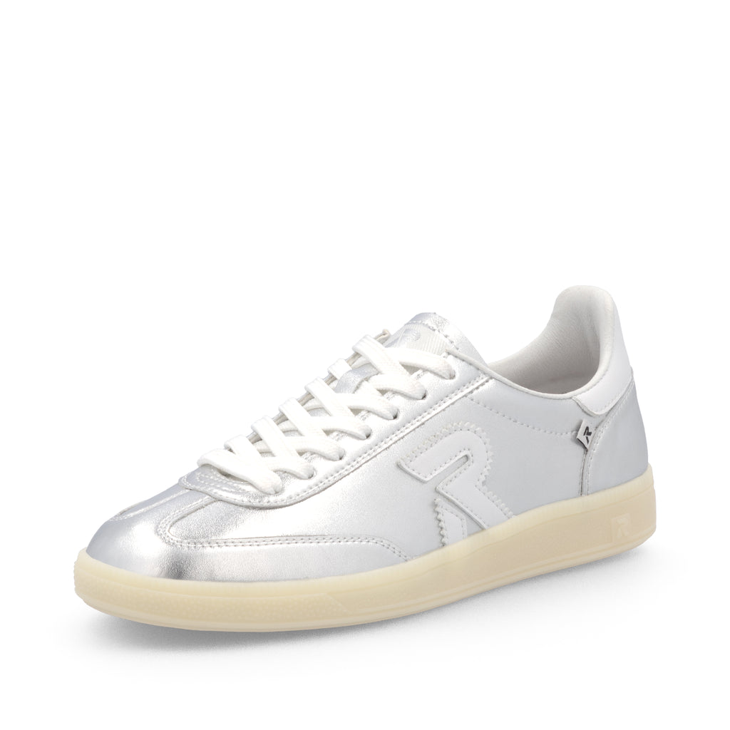 Silver/Platinum Elasticated Shoes for Women | Rieker W2200-90