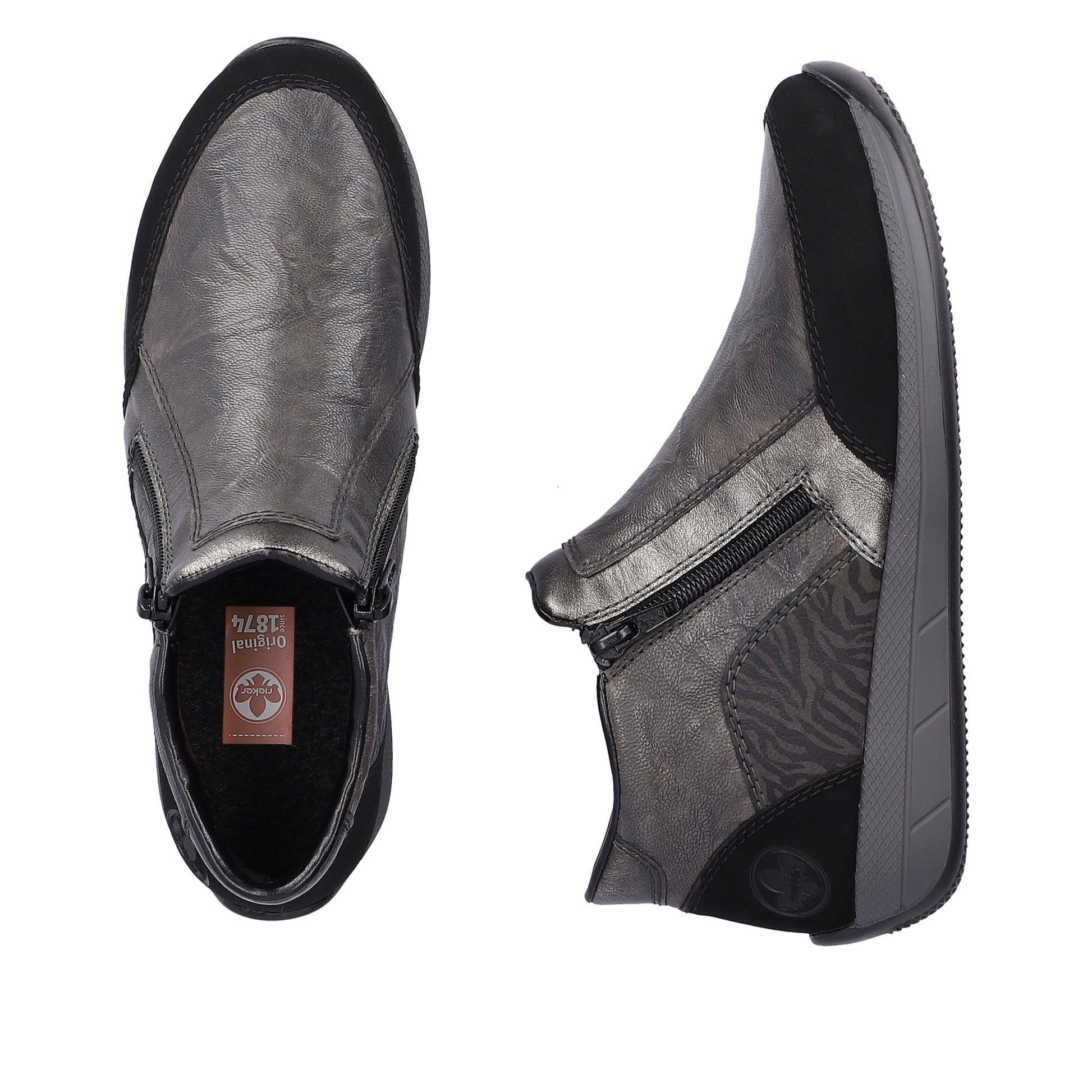 Grey Zip Boots for Women | Rieker N1152-42