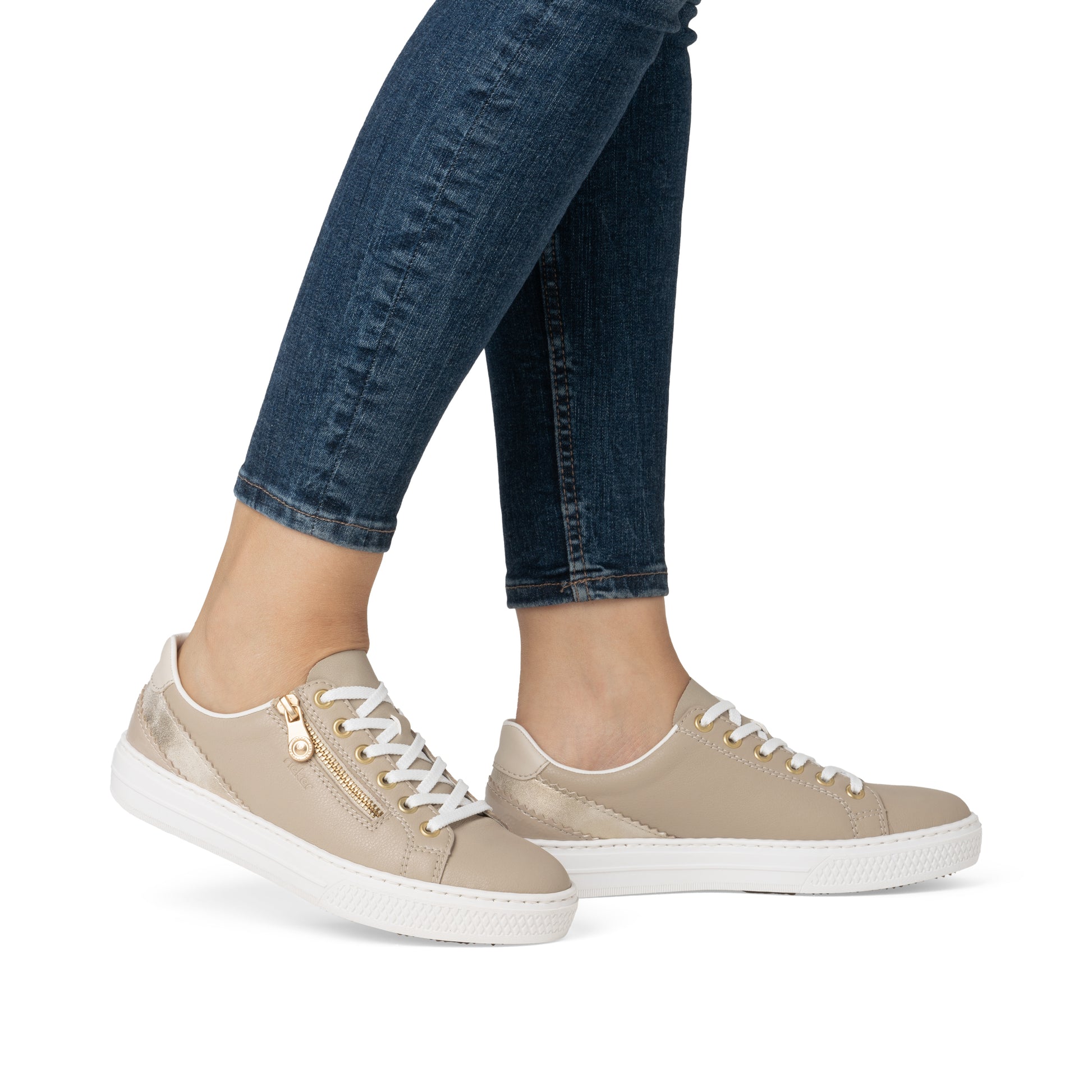 Beige Zip Shoes for Women | Rieker L5900-62