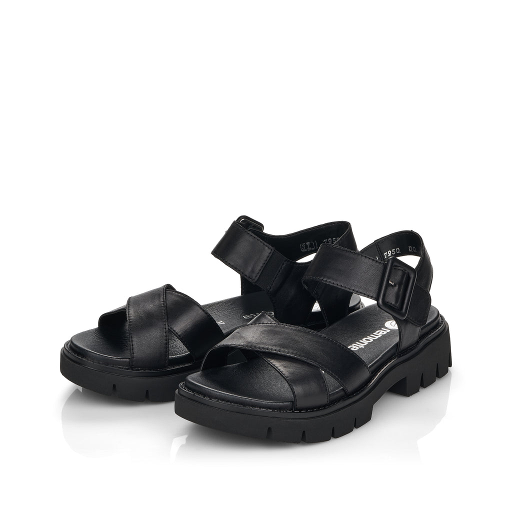 Black Hook & Loop Sandals for Women | Remonte D7950-00