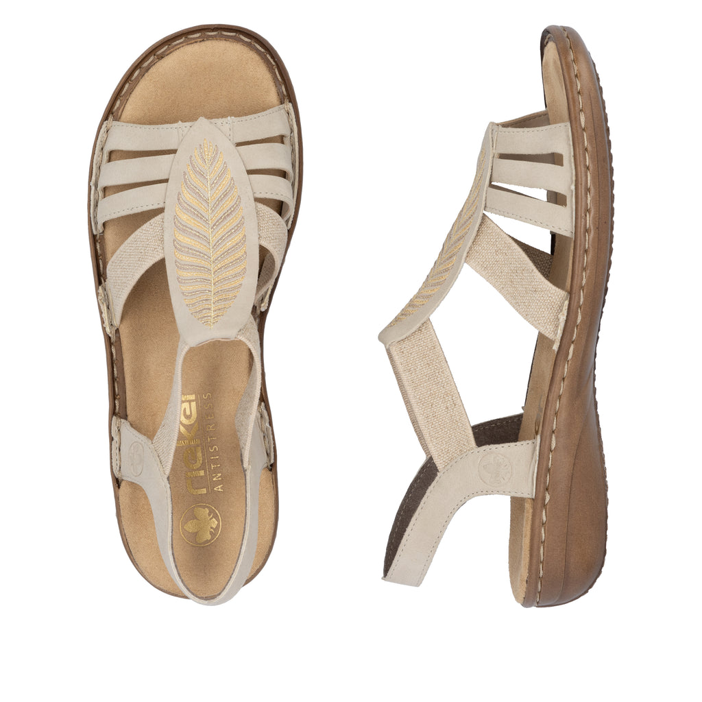 Beige Elasticated Sandals for Women | Rieker 608C0-62