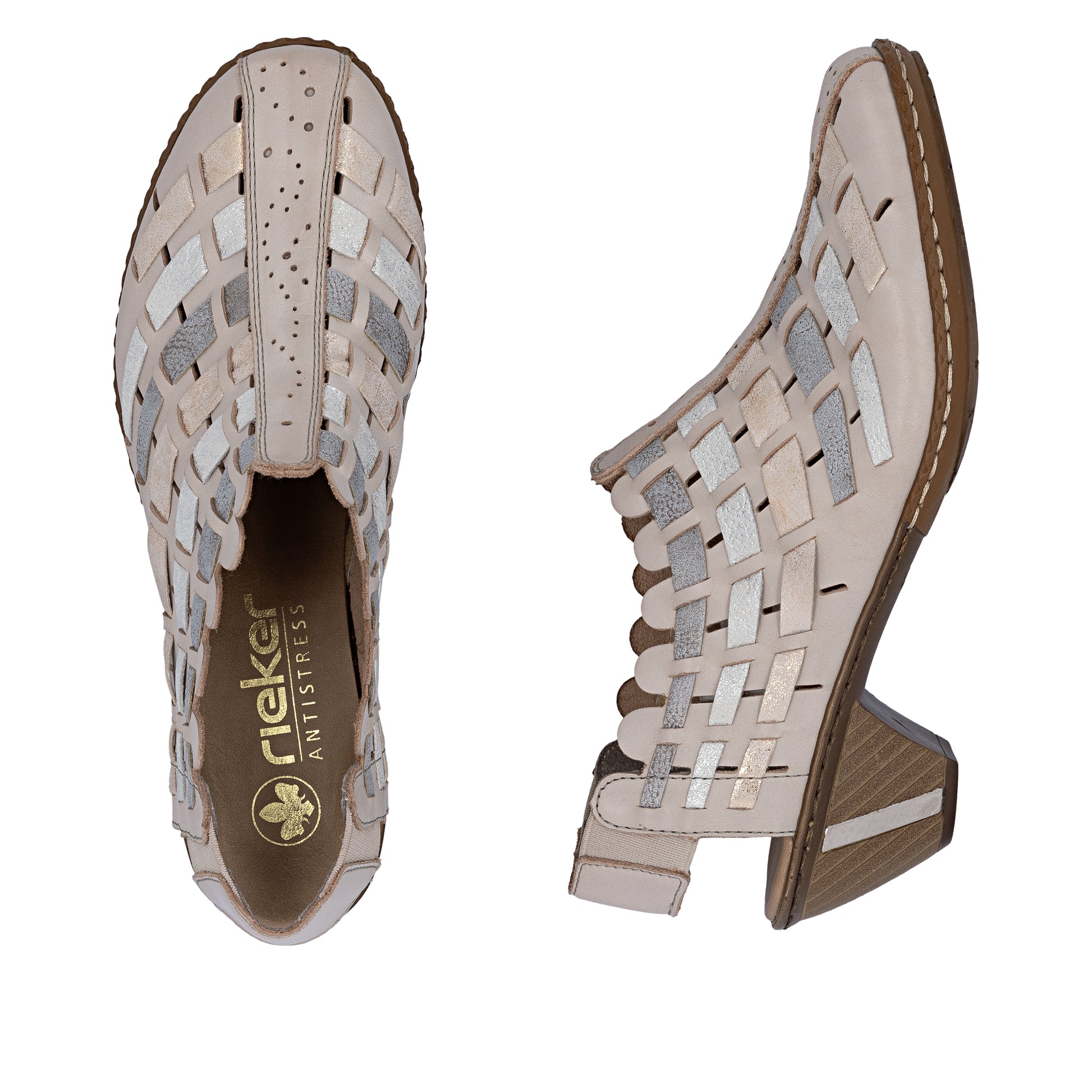 Beige Elasticated Shoes for Women | Rieker 46778-64
