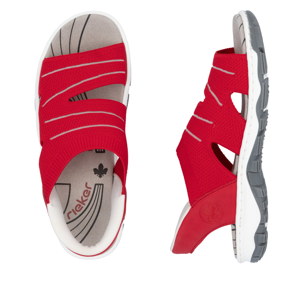Red Elasticated Sandals for Women | Rieker 68895-33