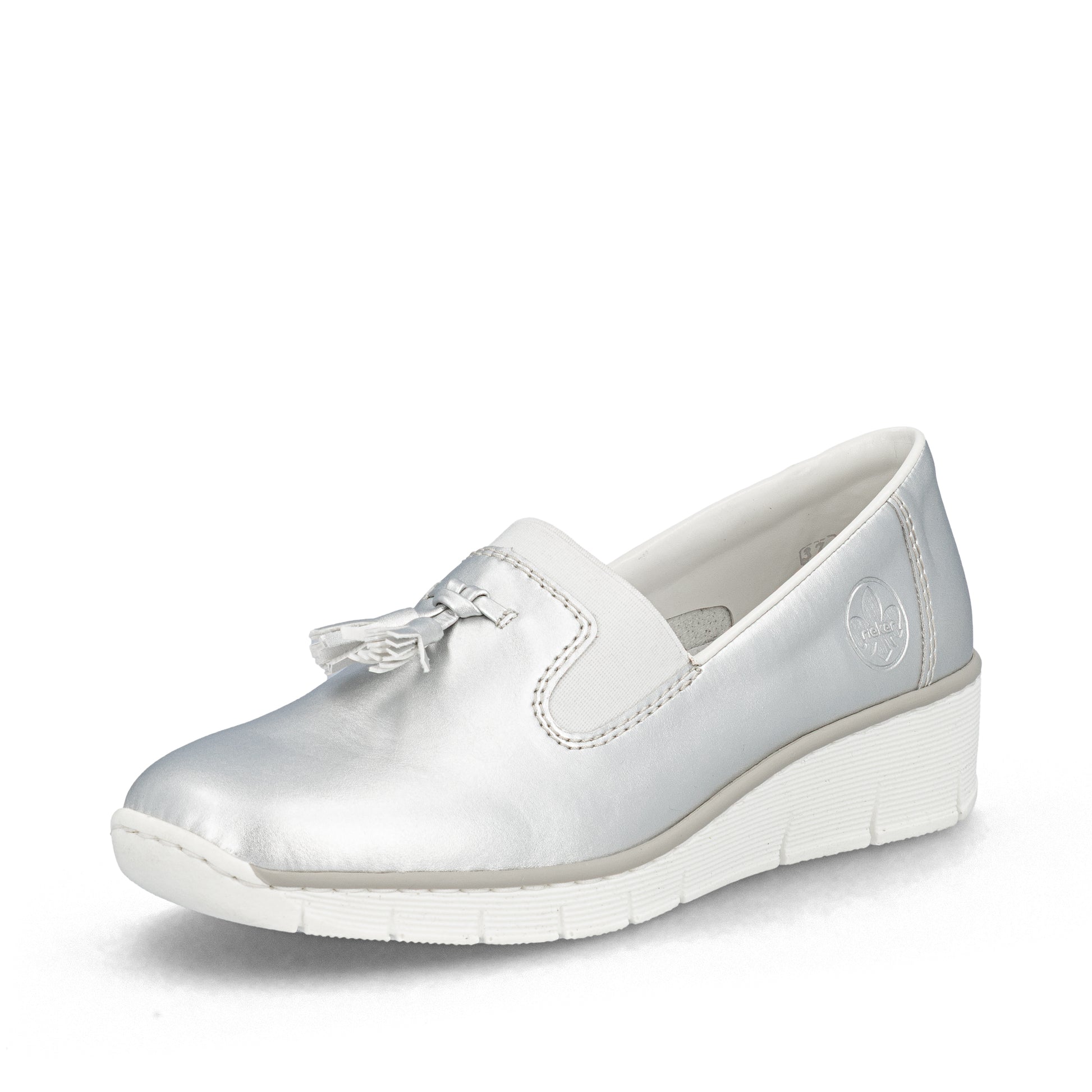 Silver/Platinum Elasticated Shoes for Women | Rieker 53751-90