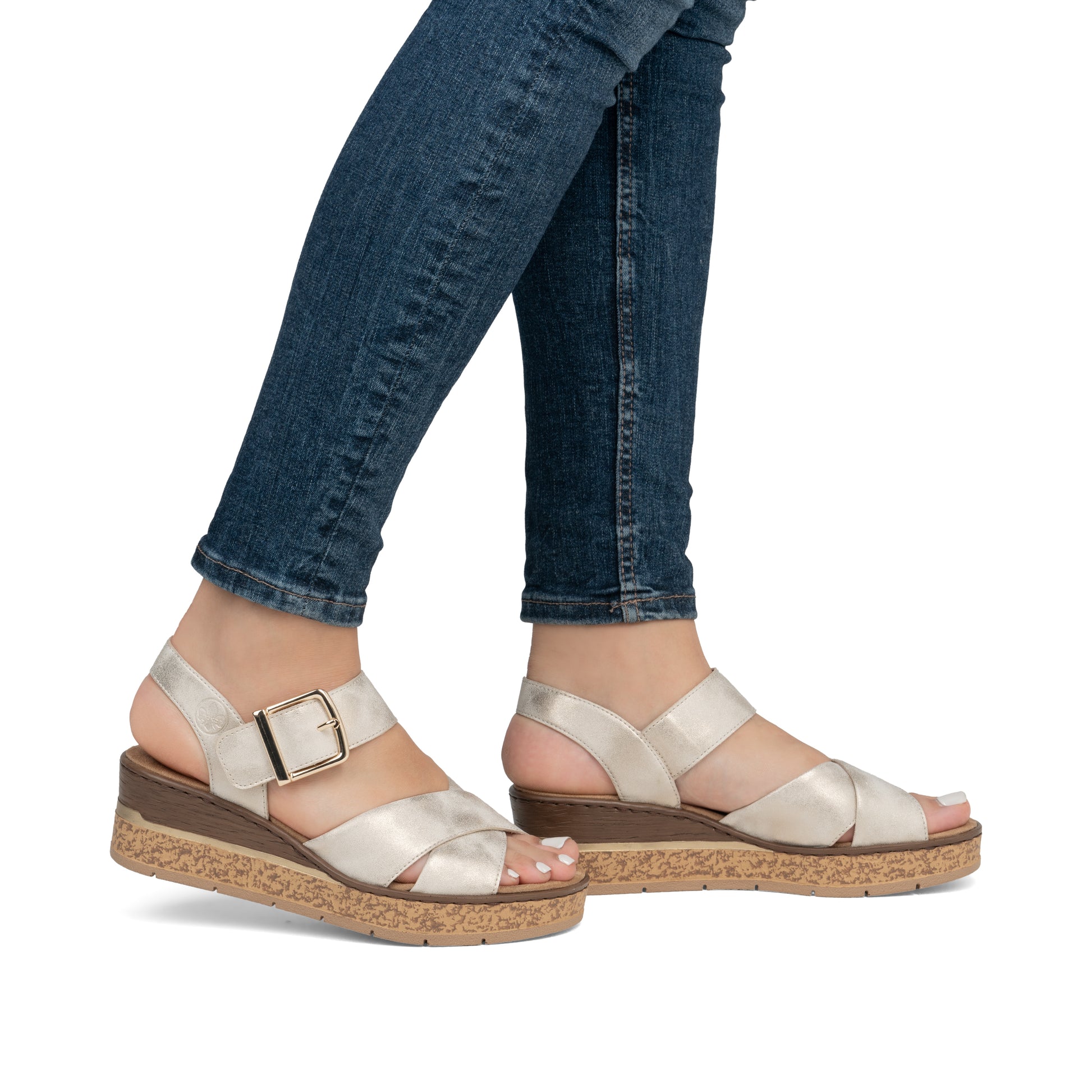 Beige Hook & Loop Sandals for Women | Rieker 63795-60