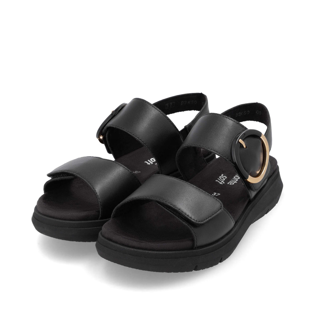 Black Hook & Loop Sandals for Women | Remonte D2K50-00