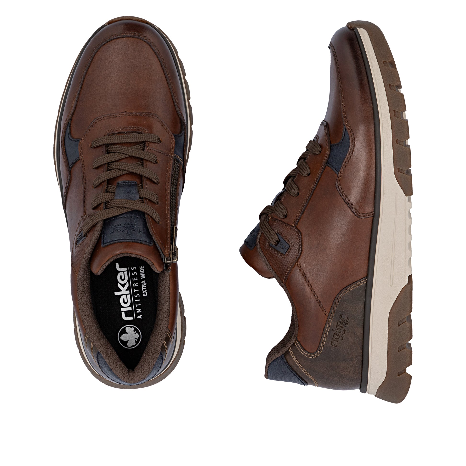 Brown Zip Shoes for Men | Rieker B9301-25