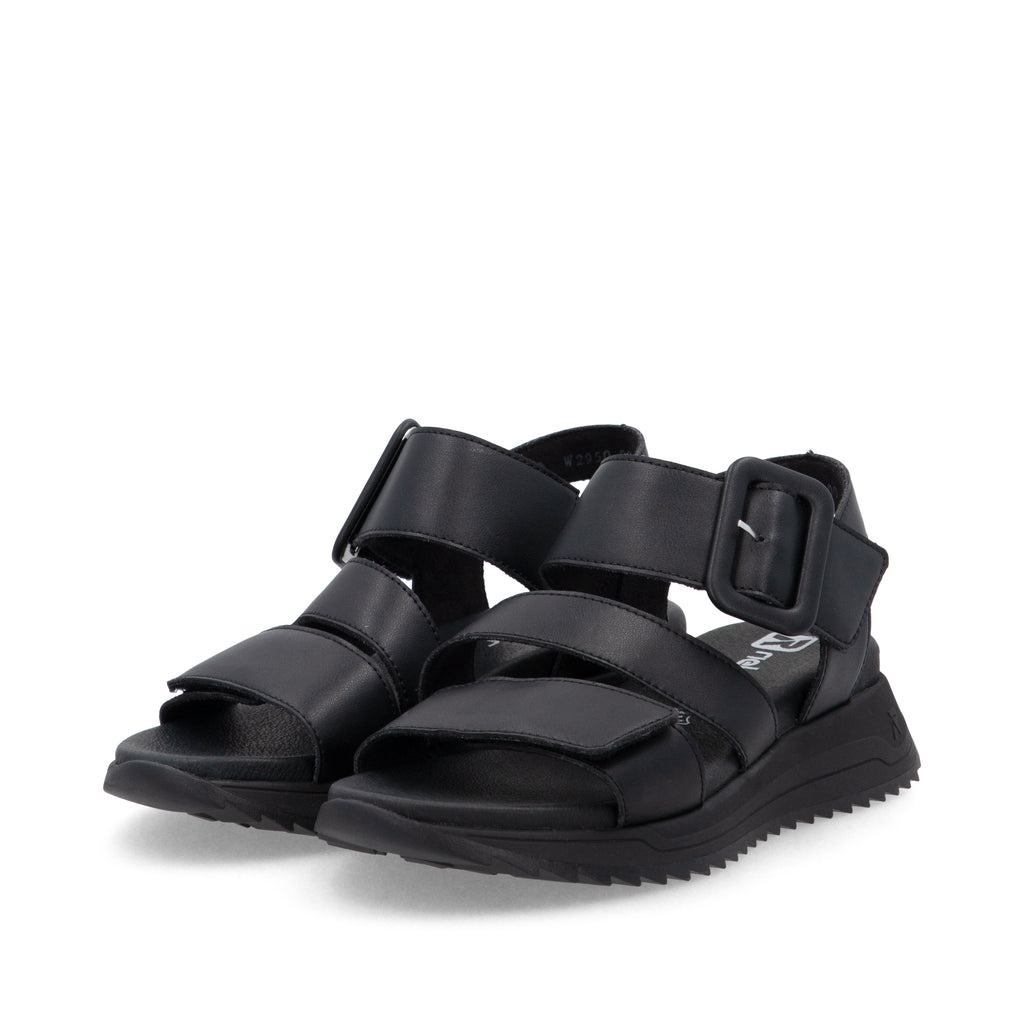 Black Hook & Loop Sandals for Women | Rieker W2950-00