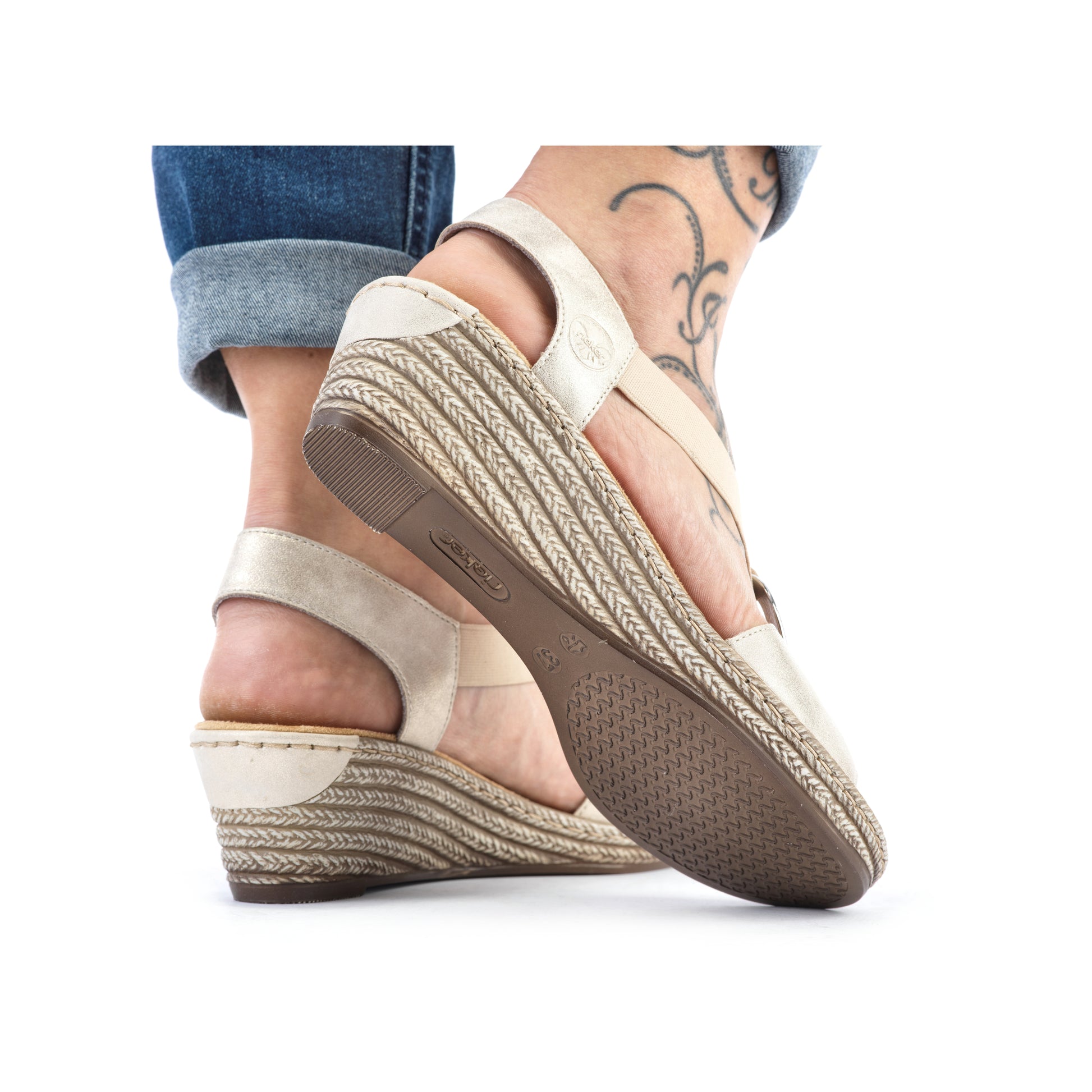 Beige Elasticated Sandals for Women | Rieker 624H6-60