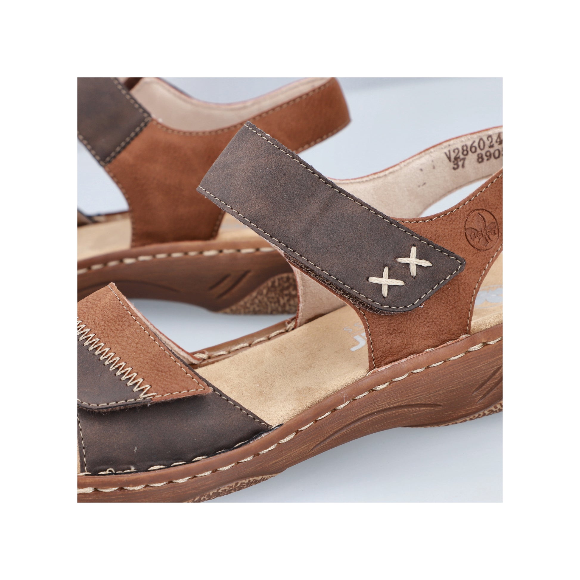 Brown Hook & Loop Sandals for Women | Rieker V2860-24