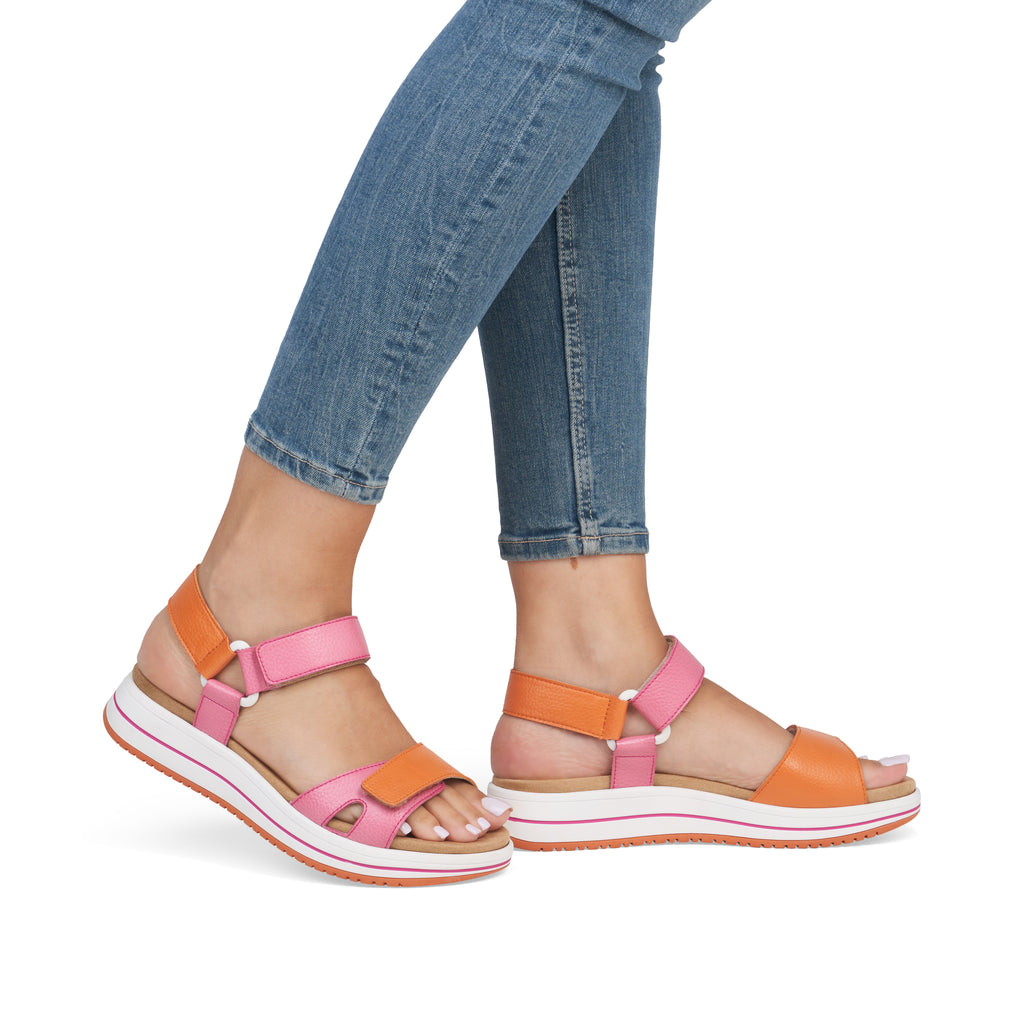 Pink Hook & Loop Sandals for Women | Remonte D1J57-31
