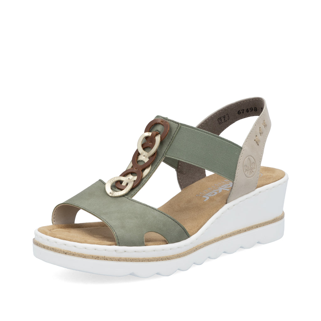 Green Elasticated Sandals for Women | Rieker 67498-52