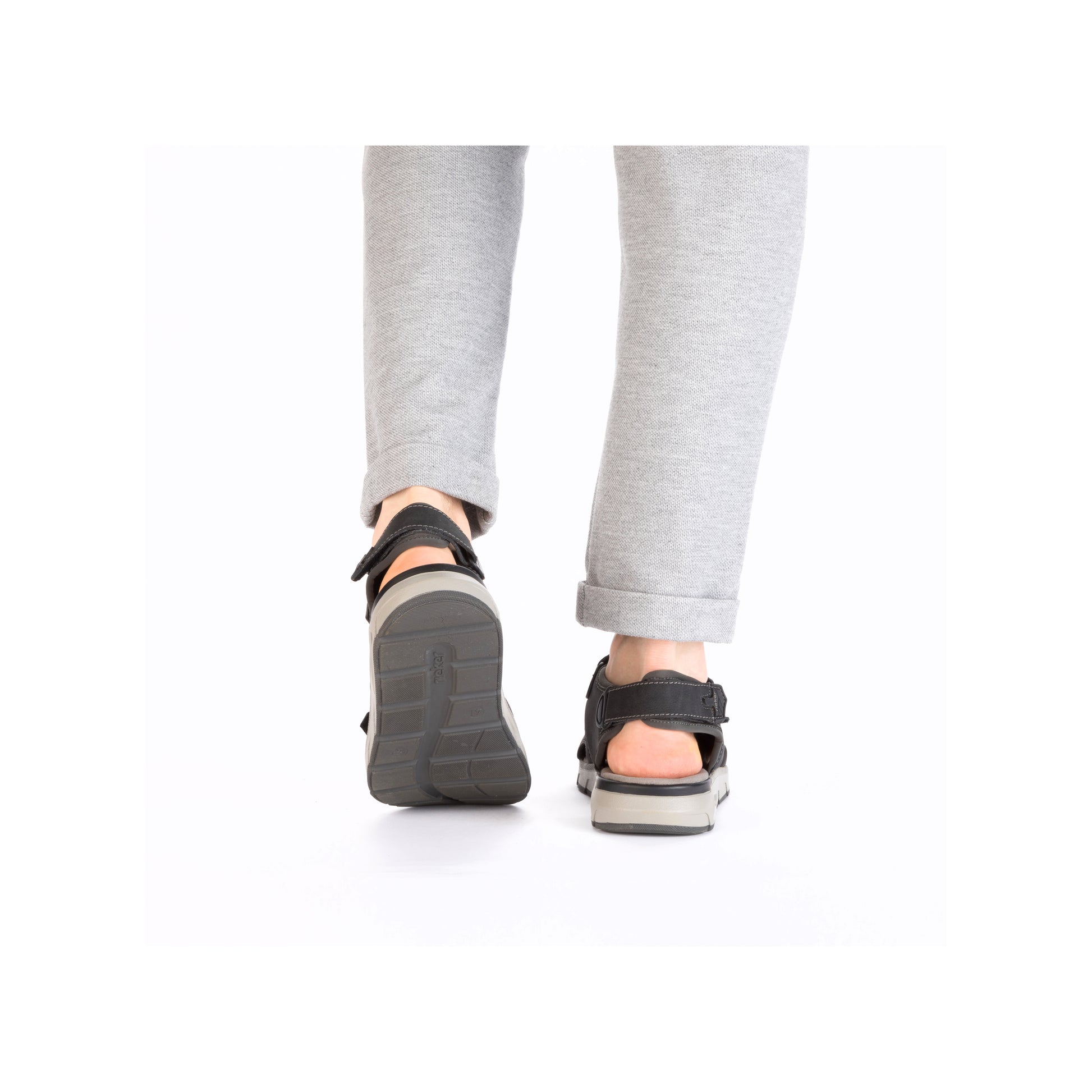 Black Hook & Loop Sandals for Men | Rieker 29151-00