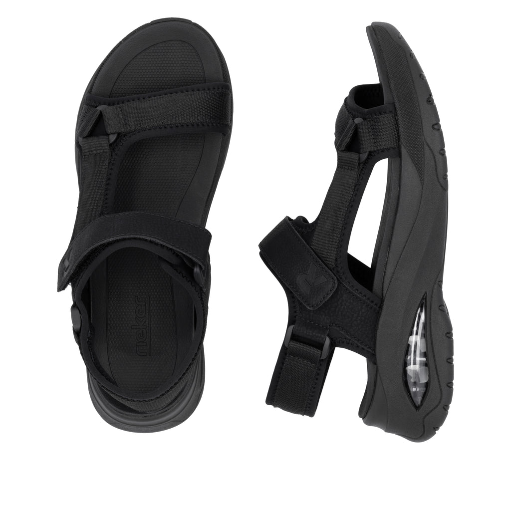Black Hook & Loop Sandals for Women | Rieker W3151-00