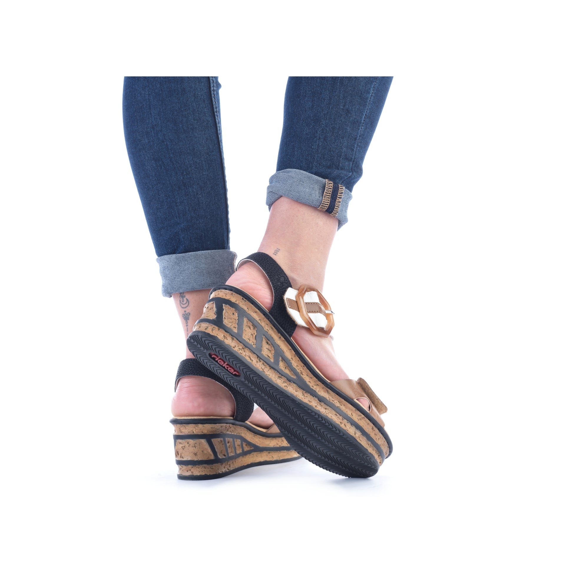 Beige Hook & Loop Sandals for Women | Rieker 68176-64