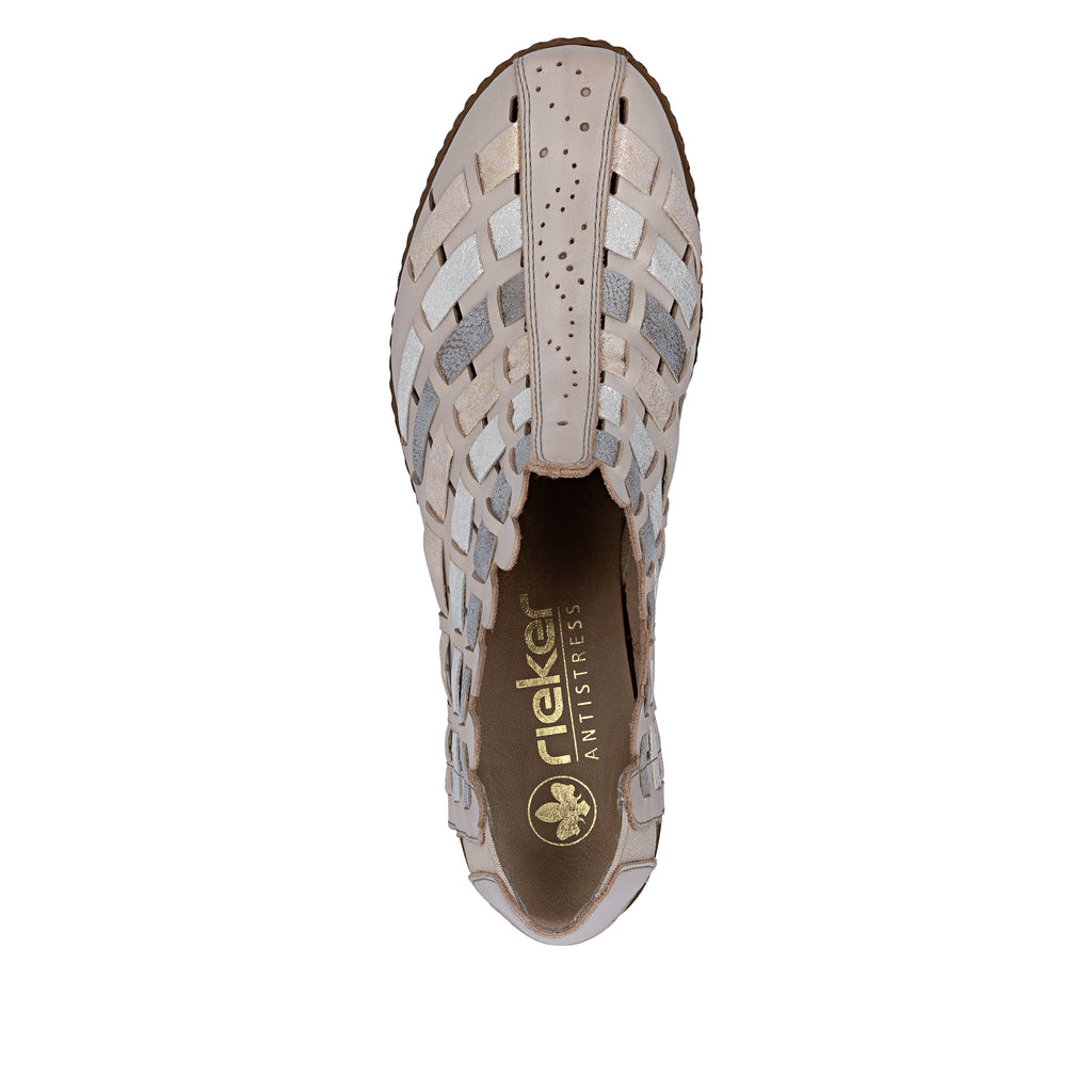 Beige Elasticated Shoes for Women | Rieker 46778-64
