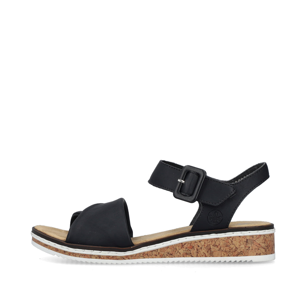Black Hook & Loop Sandals for Women | Rieker V3691-00