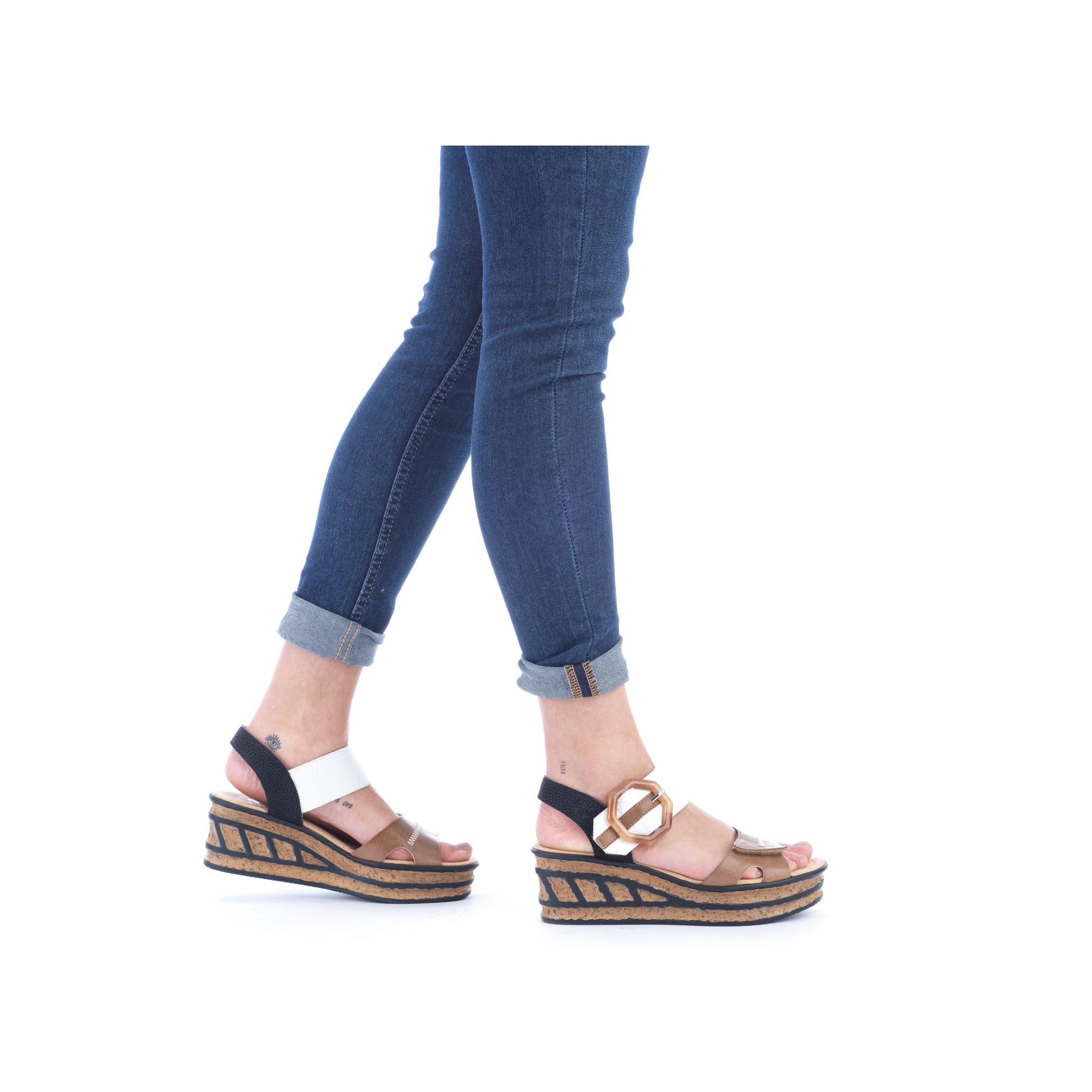Beige Hook & Loop Sandals for Women | Rieker 68176-64