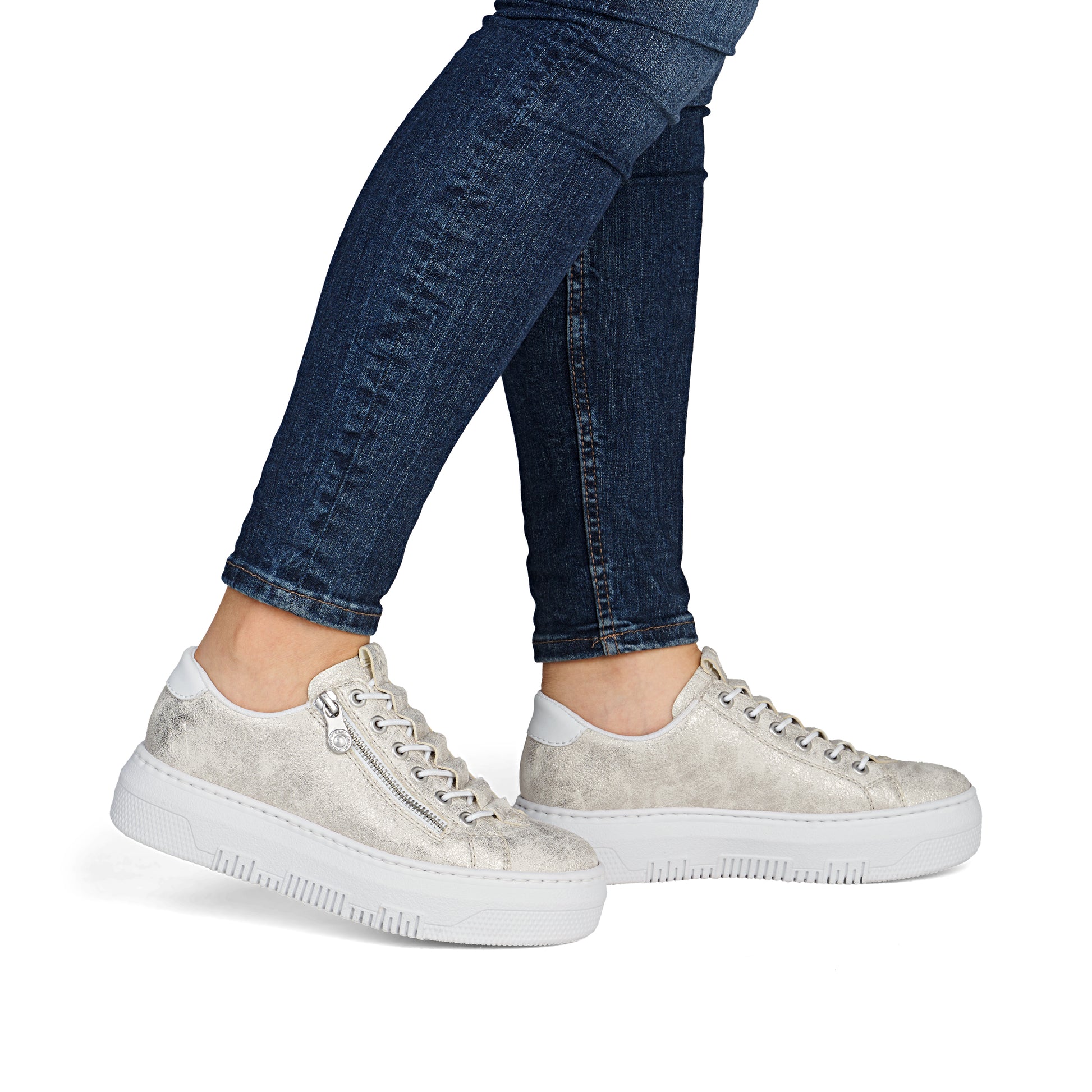 Beige Zip Shoes for Women | Rieker M1953-60