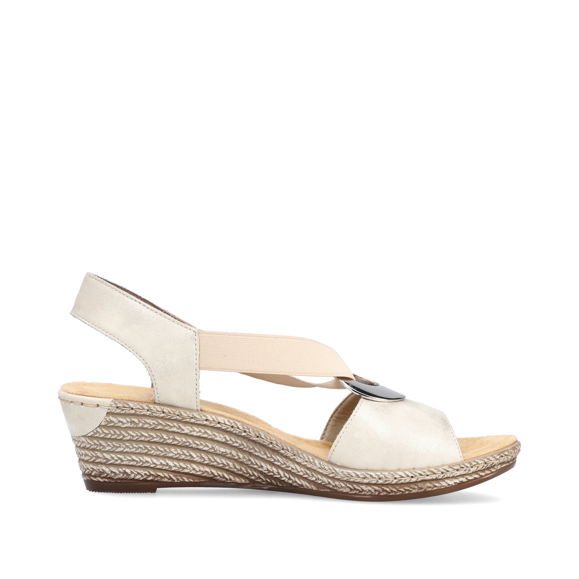 Beige Elasticated Sandals for Women | Rieker 624H6-60