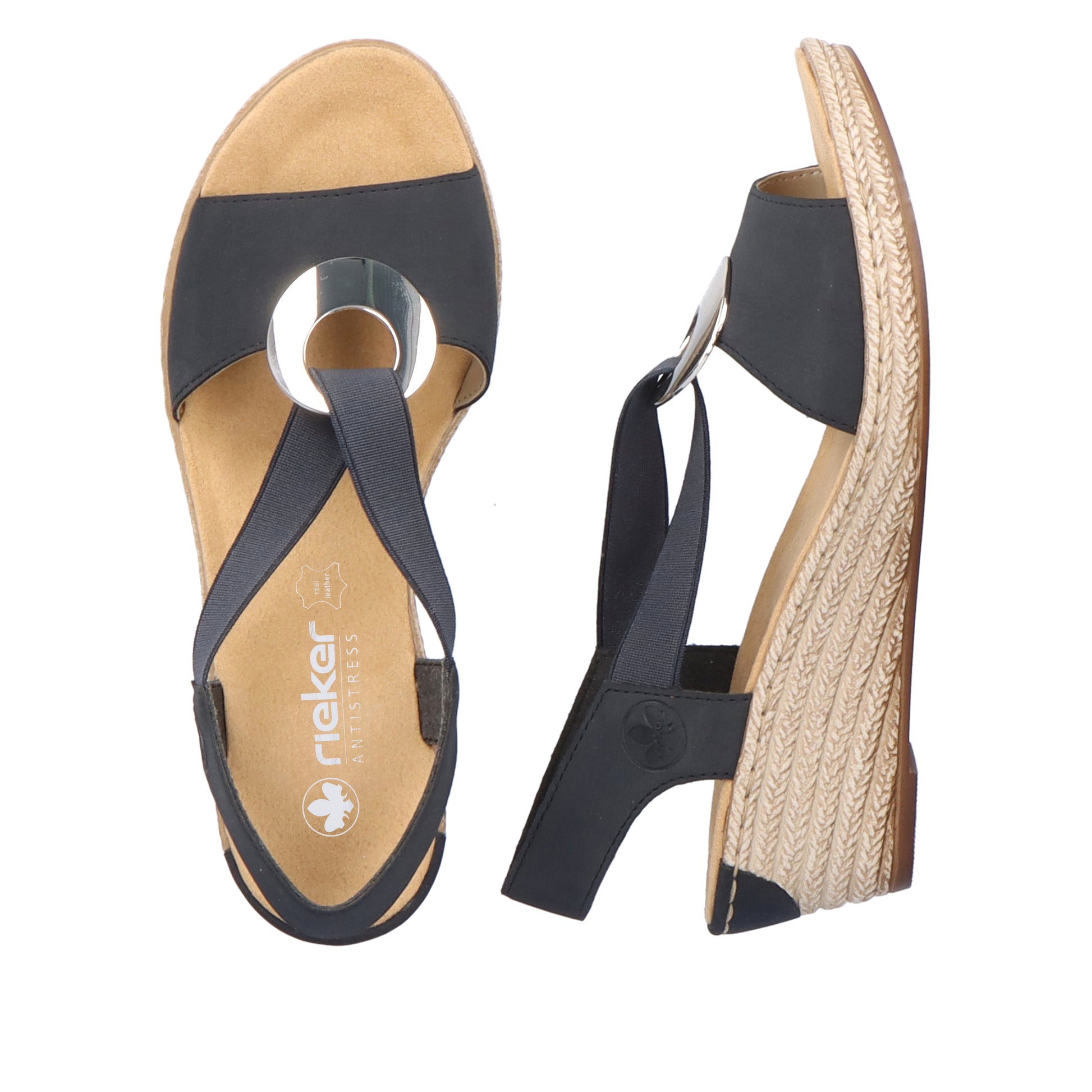 Blue Elasticated Sandals for Women | Rieker 624H6-14