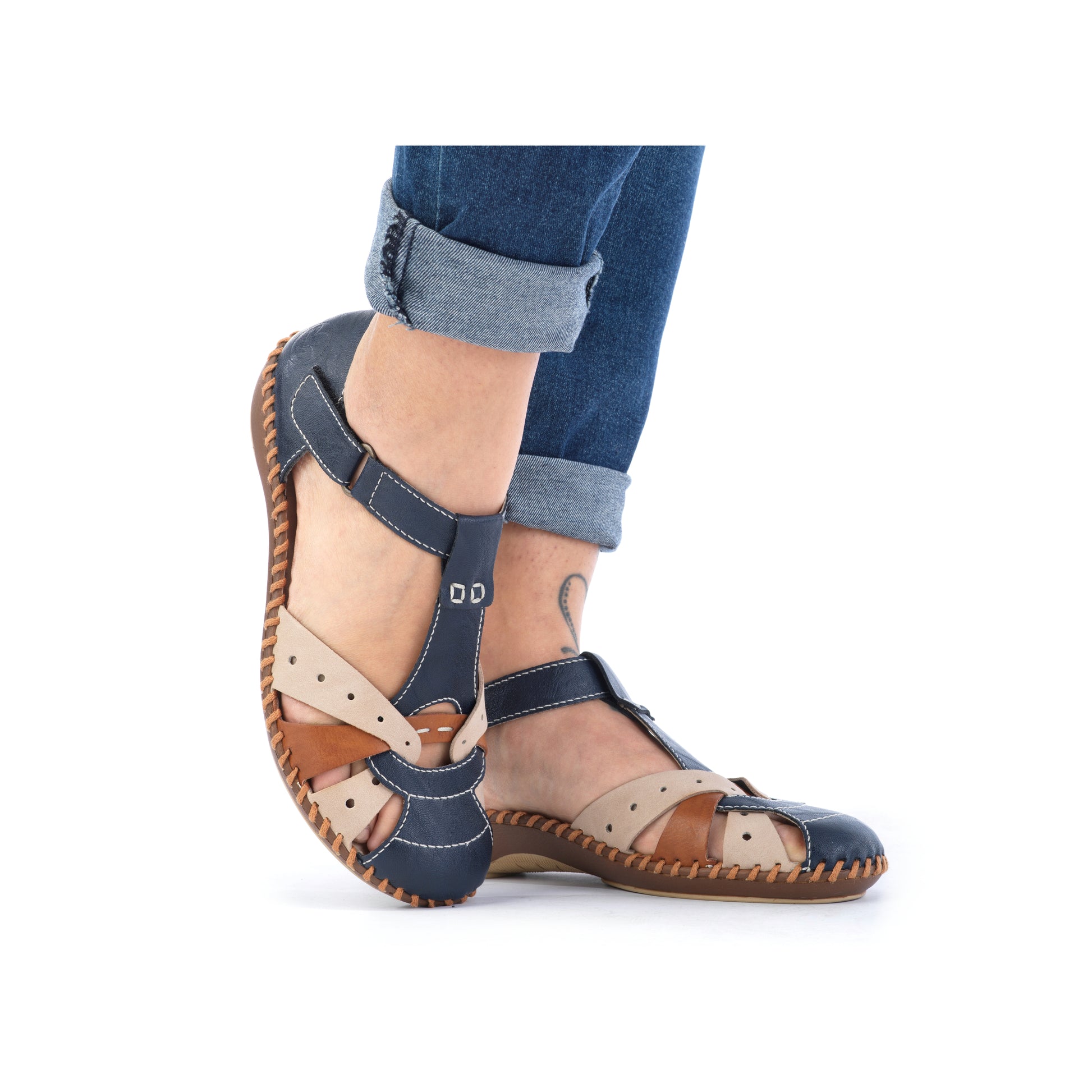 Blue Hook & Loop Shoes for Women | Rieker M1655-14