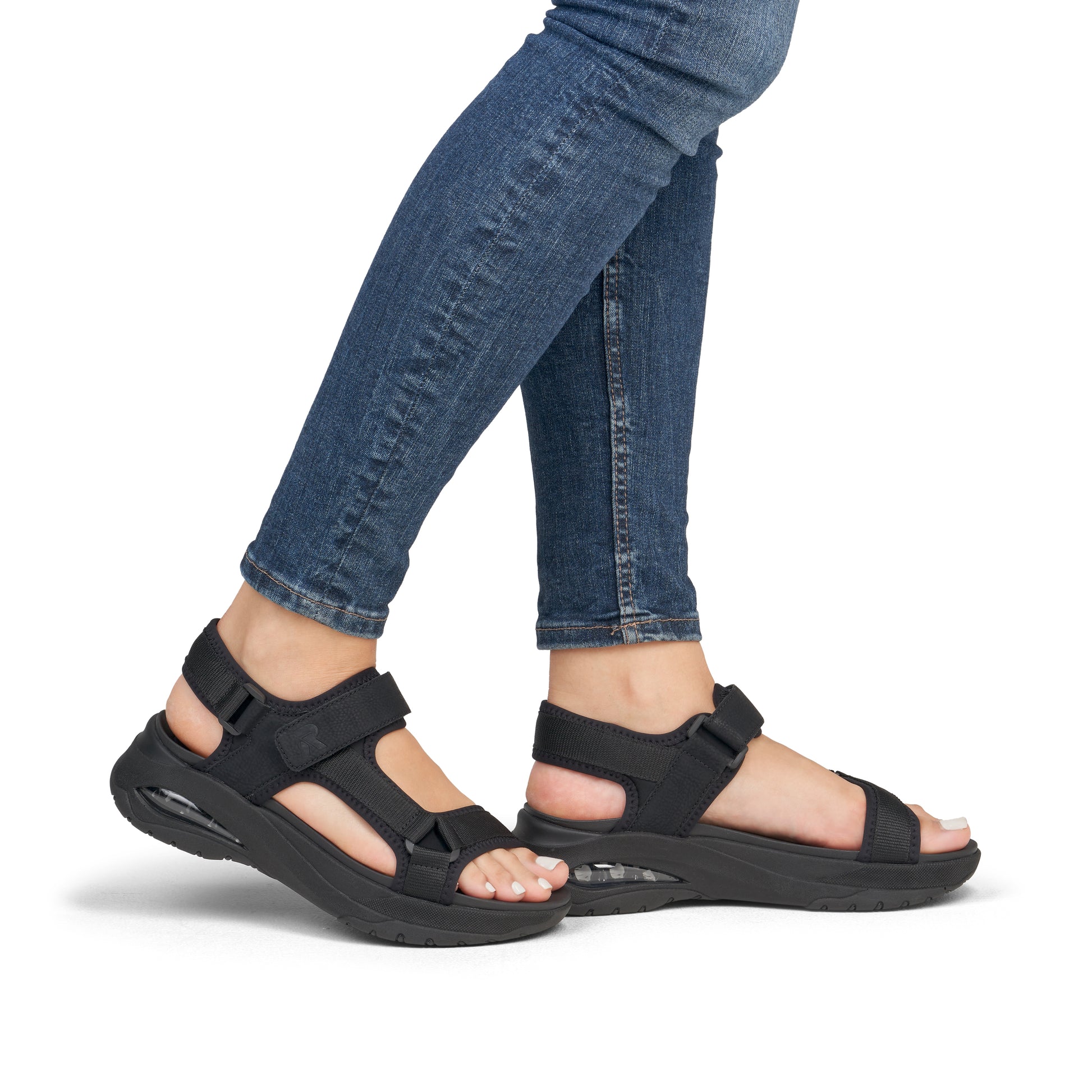 Black Hook & Loop Sandals for Women | Rieker W3151-00