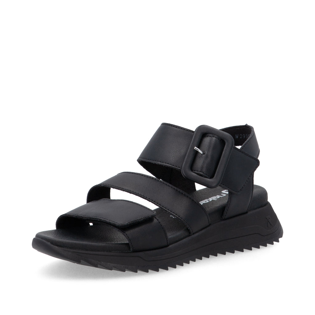Black Hook & Loop Sandals for Women | Rieker W2950-00