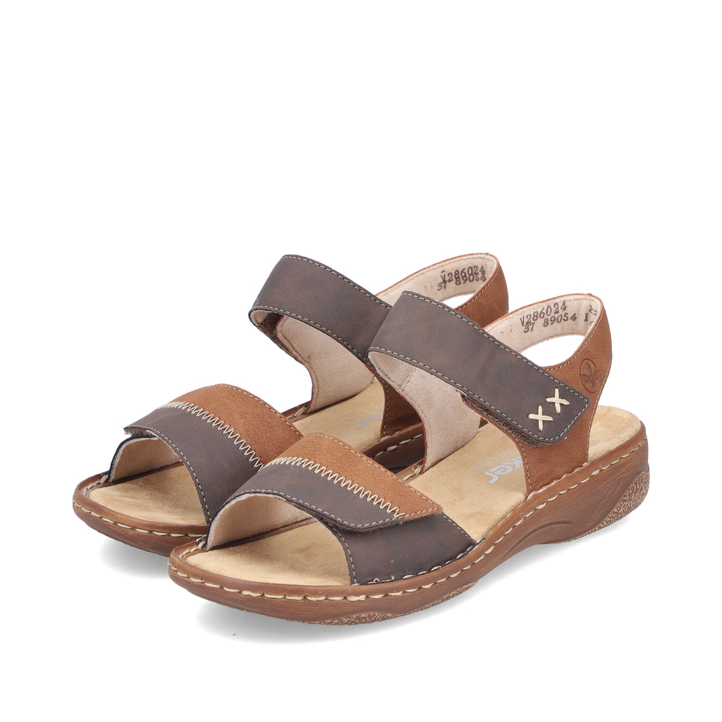 Brown Hook & Loop Sandals for Women | Rieker V2860-24